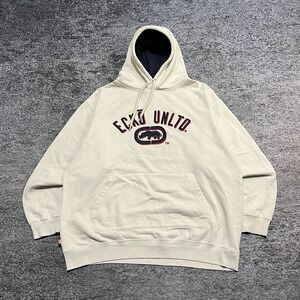 Vintage Y2K Ecko UNLTD Hoodie Sweatshirt Mens XXL White Rhino Skater Hip-Hop